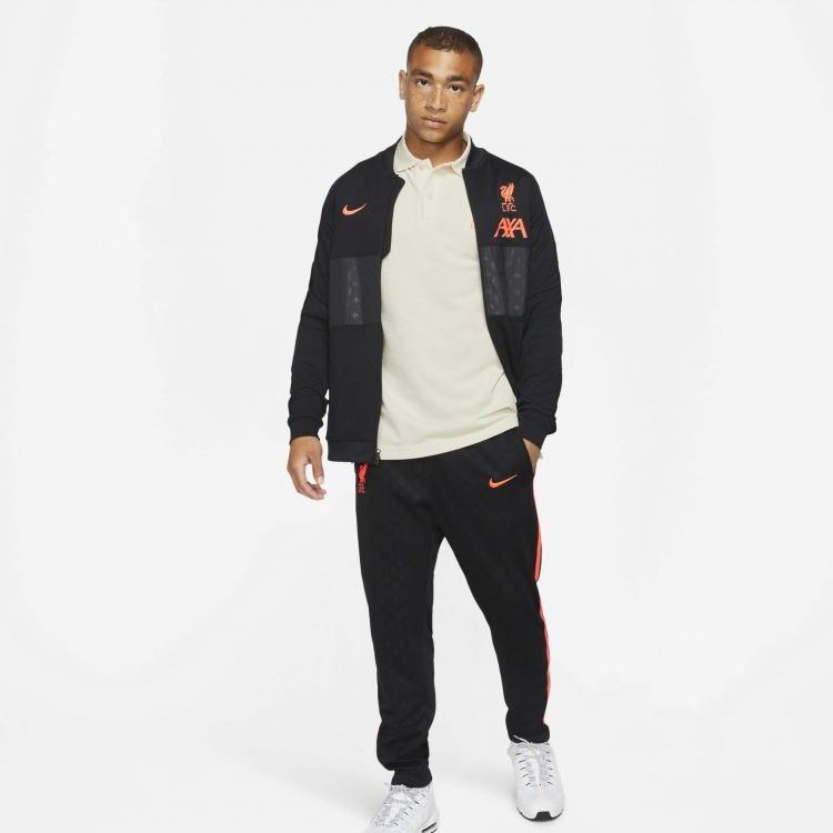 Nike Spleiset Logotrykk Langermet Fotballjakke 21-22 Sesong Liverpool Herre Topper Svart DA2774-011