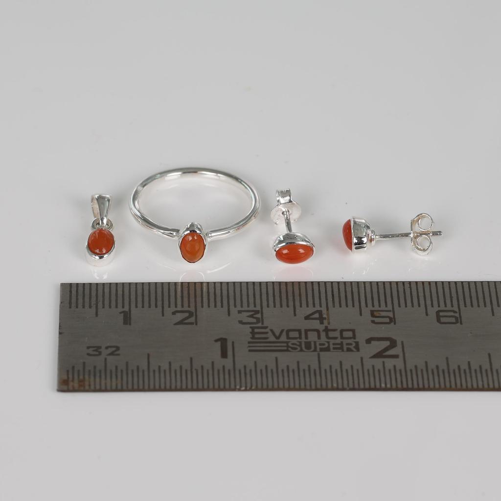 Karneol Schmuckset, 925er Sterlingsilber, Geschenk für Sie, Damenschmuck, Valentinstagsgeschenk