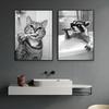 Funny Cat Bathroom Canvas Wall Art Posters Black And White Funny Animal Picture Wall Art Prints Canvas Painting Toilet Decor