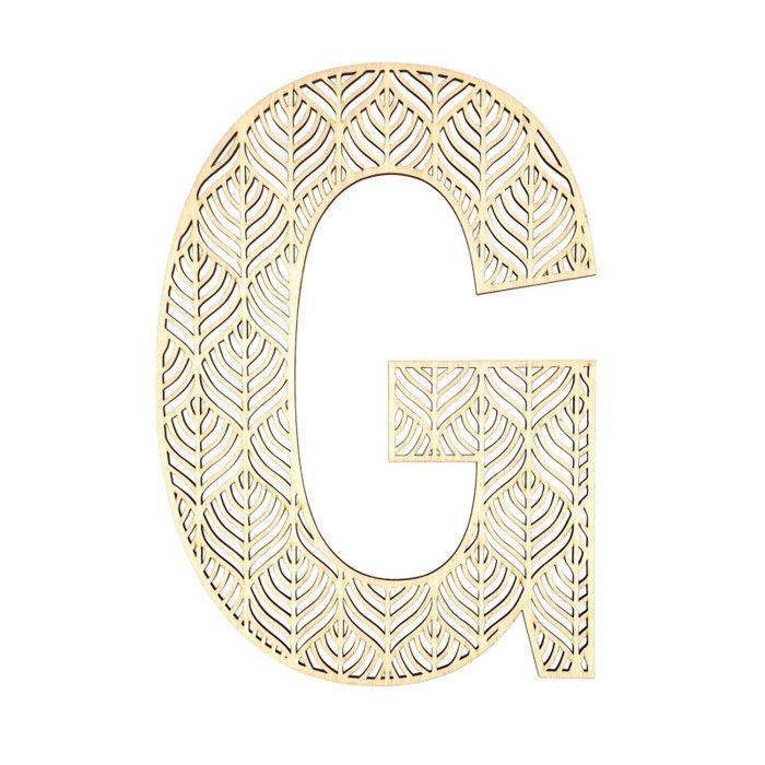 Grande lettre en bois - G - Bois - Ajouré - A décorer - 25 cm - Loisirs créatifs