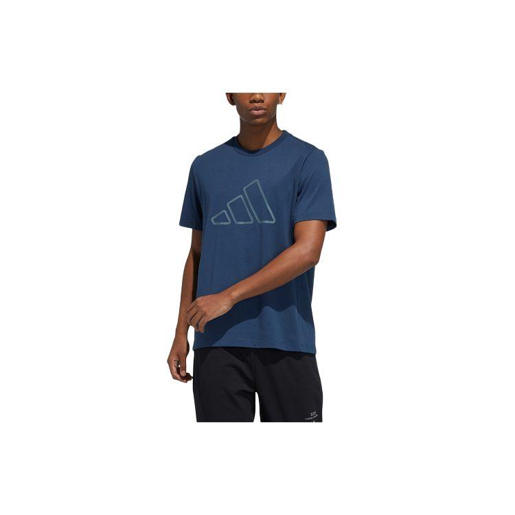 adidas T Shirts Men's Navy Blue Crew Neck Moderate Straight Fit GP0984