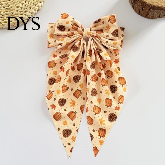 Cute Autumn Themed Hair Ornaments Fall Pumpkin Maple Leaf Bows for Women Girls, Pinecone Clips, Large Bowknot Fashionable Headwear Holiday Outfits