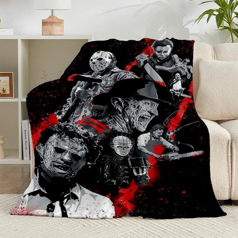 1PC Halloween Horror Night Flannel Blanket Gift, Suitable for Both Men And Women, Soft Ideal for Beds And Sofa, Birthday Or Christmas Gift