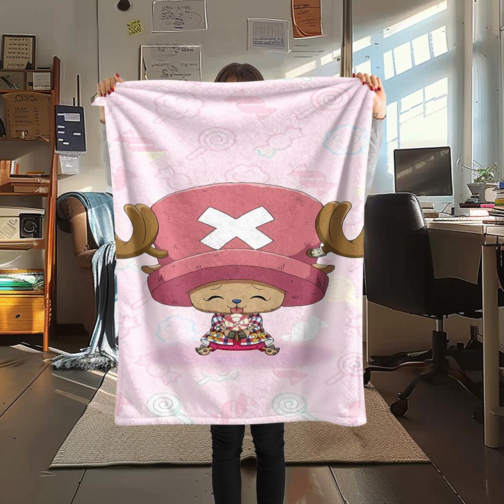 One Piece Charakter Print Flaneldecke, Hohe Qualität, Bequem für alle Jahreszeiten, Heimdekoration, Wärme und Komfort, Perfekt für Weihnachtsgeschenke