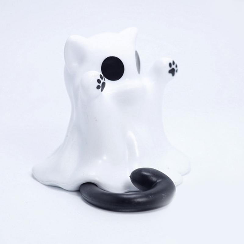 Halloween Ghostly Kitten Toy Doll Waterproof PVC Kitten Figurine Desktop Ornament For Tabletop Mantels Garden Display