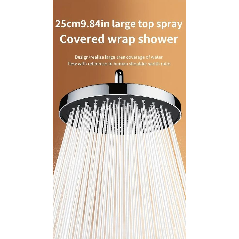 25cm Top Spray Large Water Volume Booster Shower Head Pressurized Single Head Home Bathroom Shower Head Set