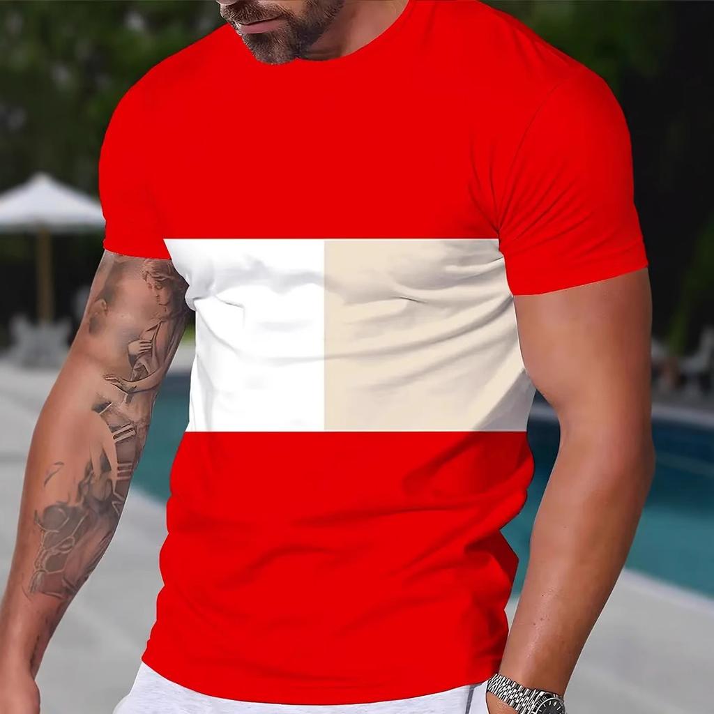 Men's Stripe 3D T-shirts Casual Breath O-Neck Short Sleeve T-shirts For Outdoor Activities Summer Oversized Streetwear Tops