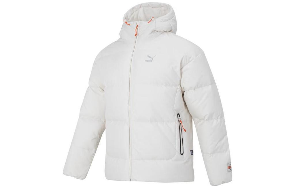 PUMA Down Jackets Men's White Hooded Moderate Down Jacket 624529-65