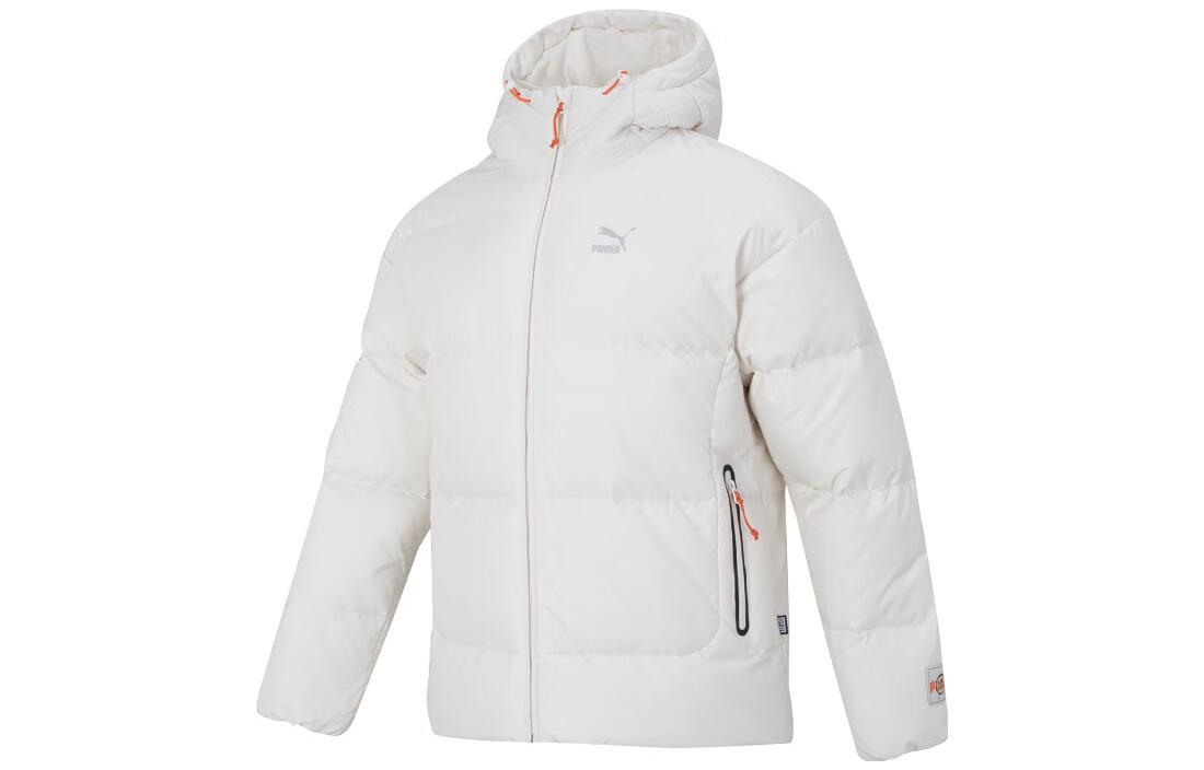 PUMA Down Jackets Men s White Hooded Moderate Down Jacket 624529-65 XL