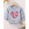 European Sizes Cute Heart Paw Print Pattern Kids' Spring Round Neck Sweatshirt 0-3 Years Comfortable Thin Design Suitable for Outdoor Wear