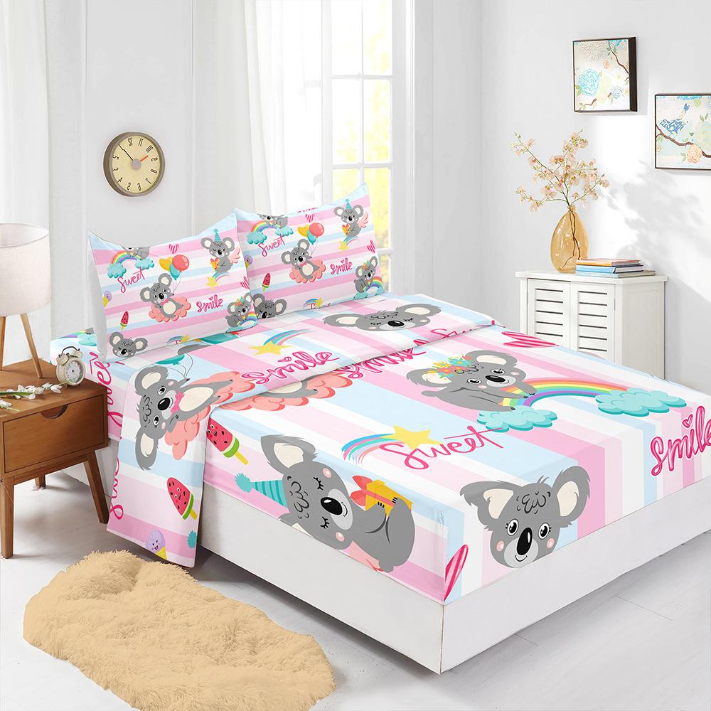 Four-Piece Mattress Set 3D Digital Printing Mattress Protective Cover Animal Cow Mattress