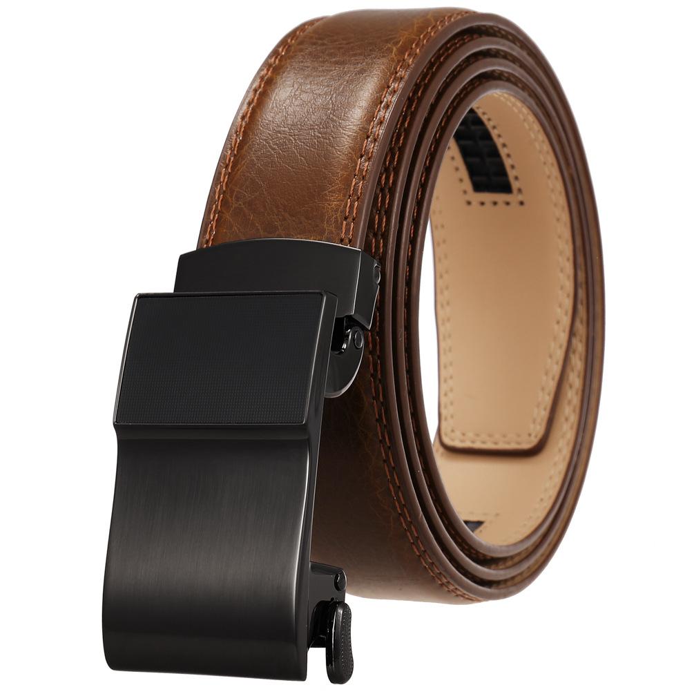 Men'S Clothing Accessories Casual Belt, Alloy Automatic Buckle Two-Layer Cowhide Belt Ly36-24974-1