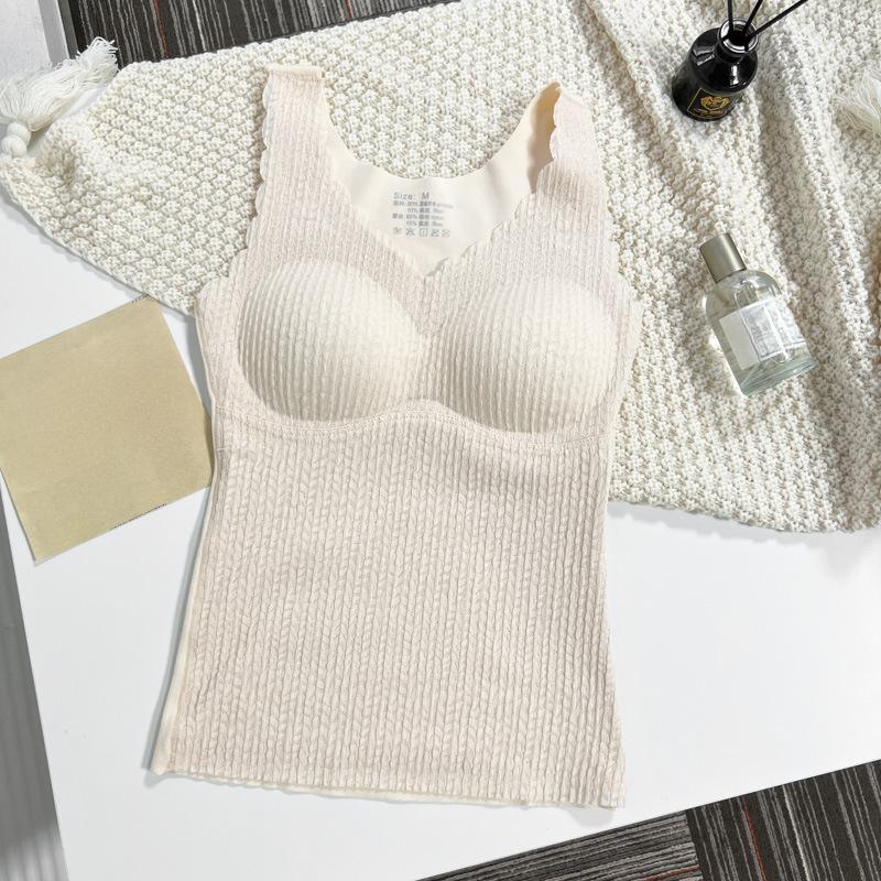 Warme Unterwäsche Damen Gepolstert Verdickend Basistop Slim Nahtlose Unterwäsche Herbst und Winter