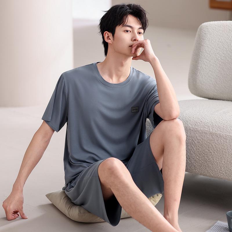Men's Modal Summer Pajama Set: Short Sleeve & Shorts, Casual Plus Size Homewear
