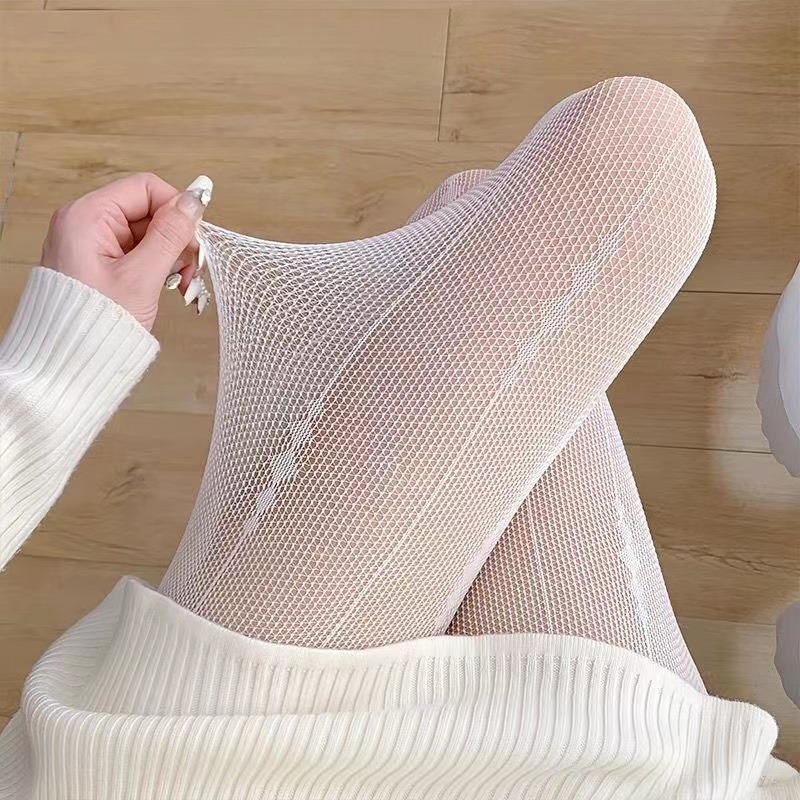 Gothic Lolita Women Geometric Hanging Thread Jacquard Tights JK Punk Mesh Breathable Sexy Retro Hollow Out Fishnet Pantyhose