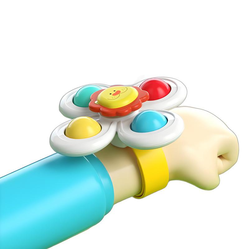 Spinning Cartoon Gyroscope Bracelet Teether: Suction Cup Rotating Toy for Babies and Toddlers.