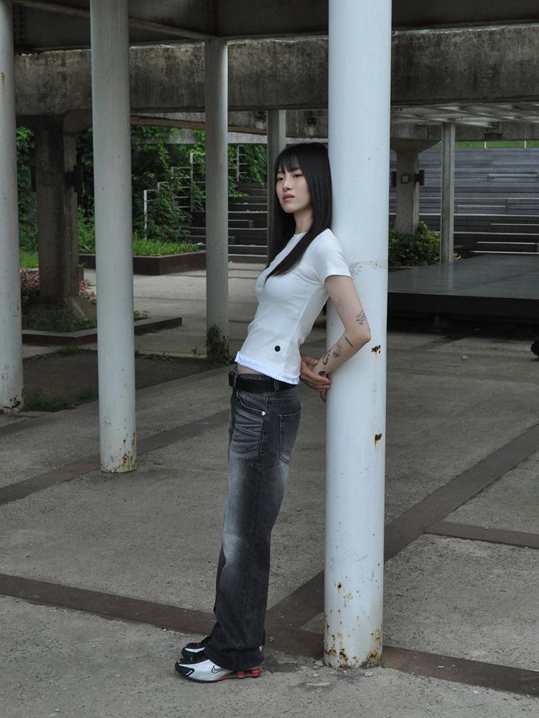 TUDE Lace Short Sleeve T-Shirt White