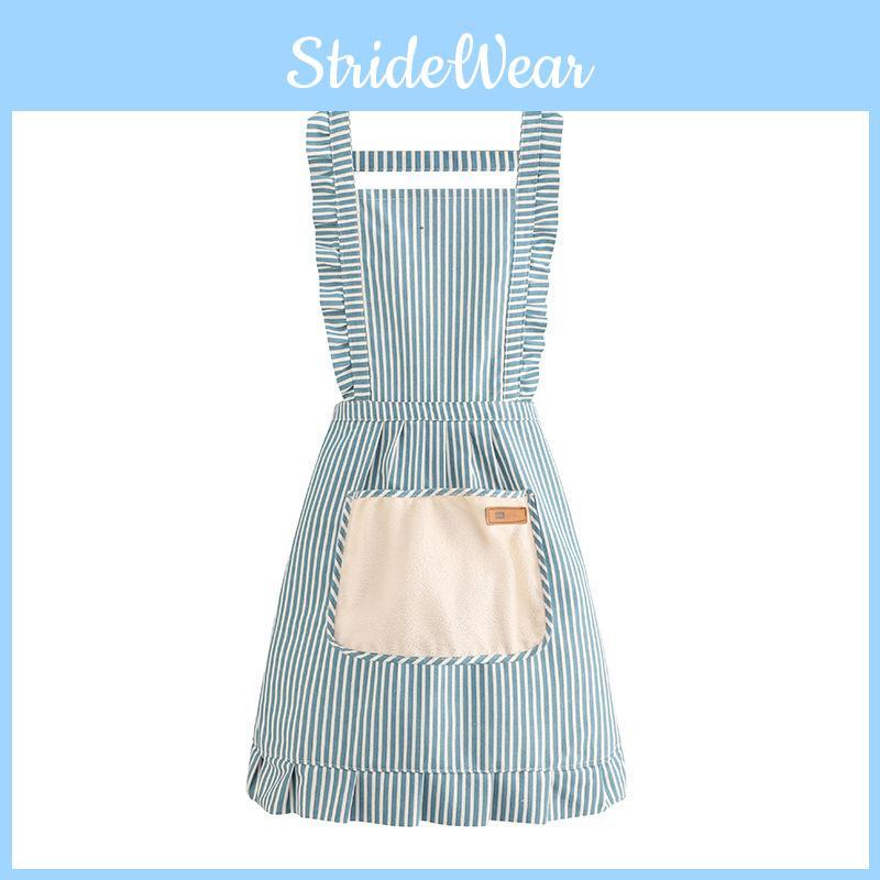 Stylish Cotton Linen Apron With Striped Design For Kitchen And Home Use