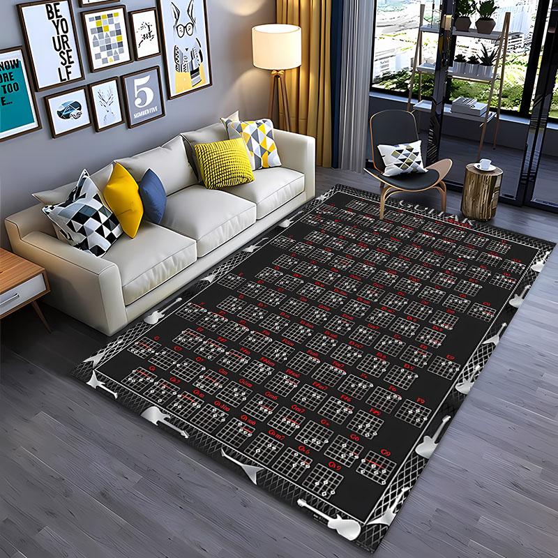 Muziek Basis Gitaarakkoord Theorie Grafiek Piano Kleden, Kleden Woonkamer Tapete voor Slaapkamer Bank Deurmat Decor, Kinderen Antislip Vloermat 40x60cm (16x24in)
