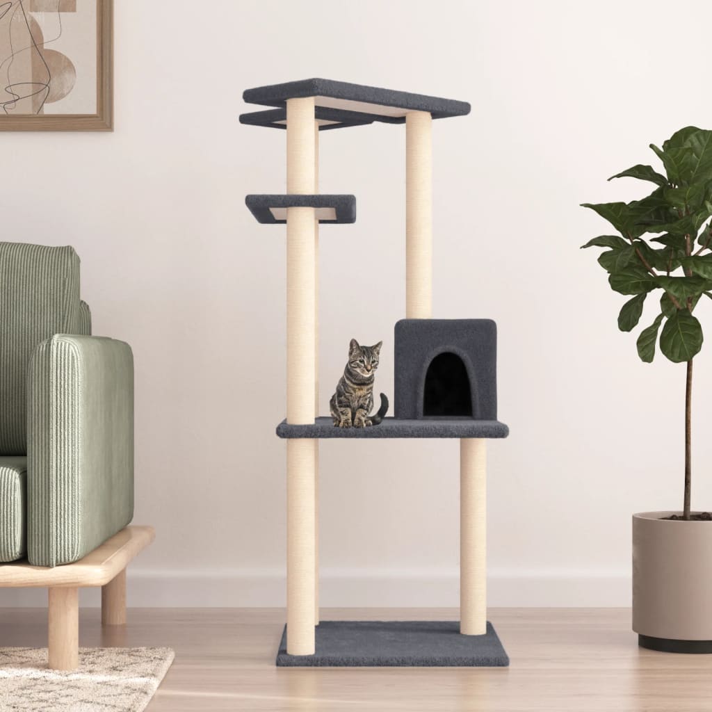 Scratching Post with Sisal Scratching Posts Dark Grey 123 Cm
