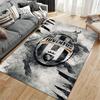 Football Club Area Rug, Juventus FC Black White Grunge Cracked Emblem Bull Print, Soccer Fan Room Decor, Non-Slip Mat