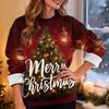 Women's Casual Fashion Round Neck Plus Velvet Thickened Christmas Print Sweatshirt