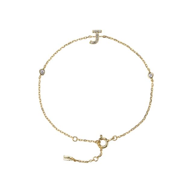 925 Sterling Silber Initiale 26 Buchstaben Alphabet Monogramm Gold Name Armband Kristall Cz Zirkon Modischer Schmuck