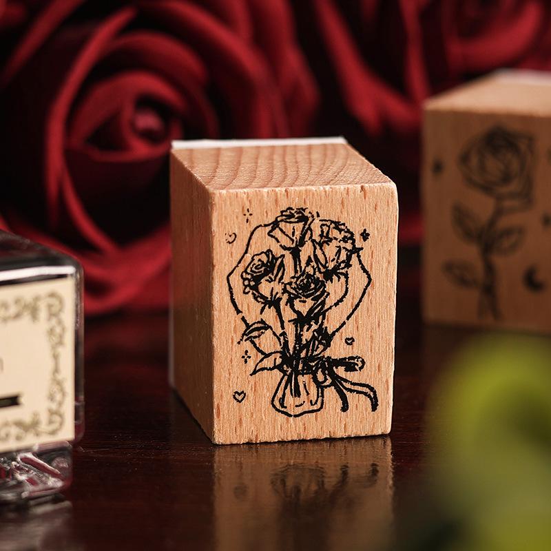 Rosewood Flower Stamp: Personalized Wooden Stamp Gift for Teachers and Students for Back-to-School Season