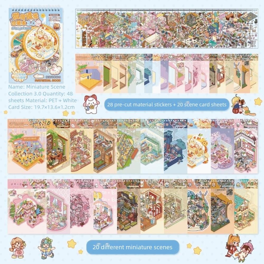 

Visual Stacking Miniature Scene Collection PET DIY Toy Game Stickers Children Gifts Blue