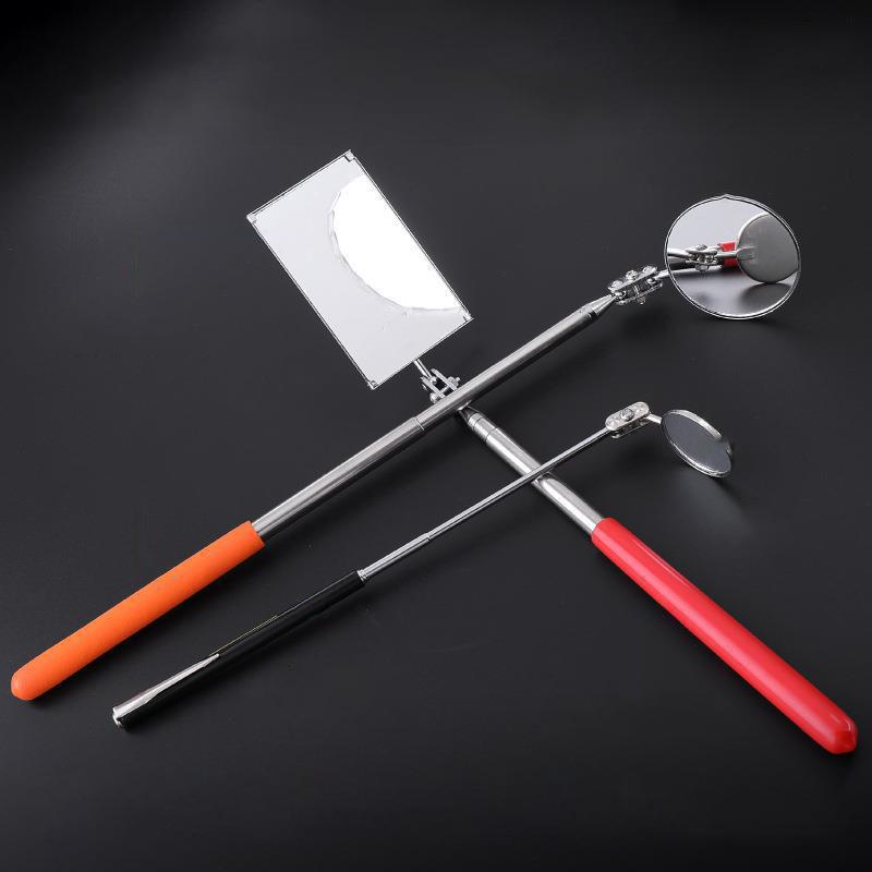 Square/Round 360 Degree Rotatable Angle Mirror Extendible Inspection Stainless Steel Mirror Automotive Repair Detection Tool