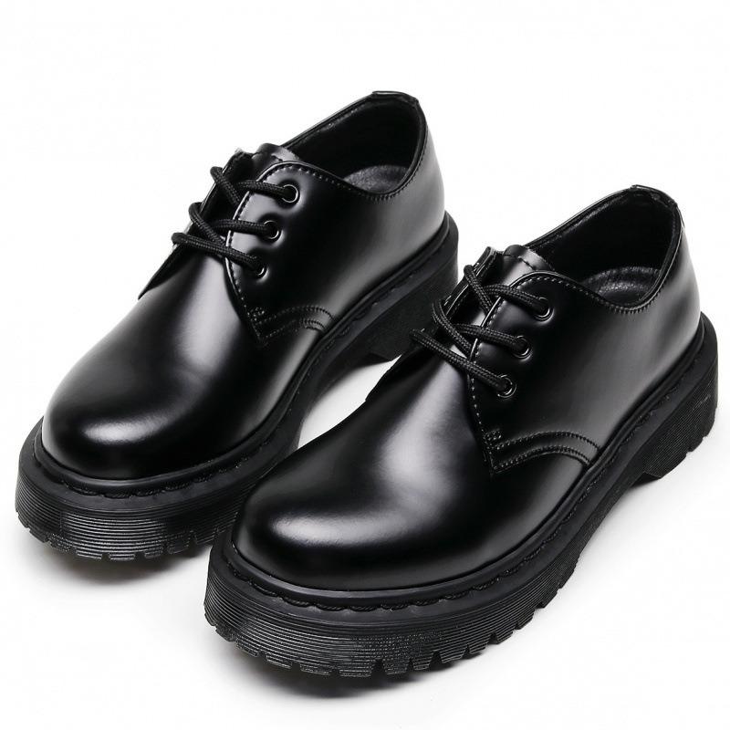 1 dicker Boden Loch kleine Lederschuhe weiblich, niedrig geschnitten Leder runde Spitze lässig Student mitteldick locker