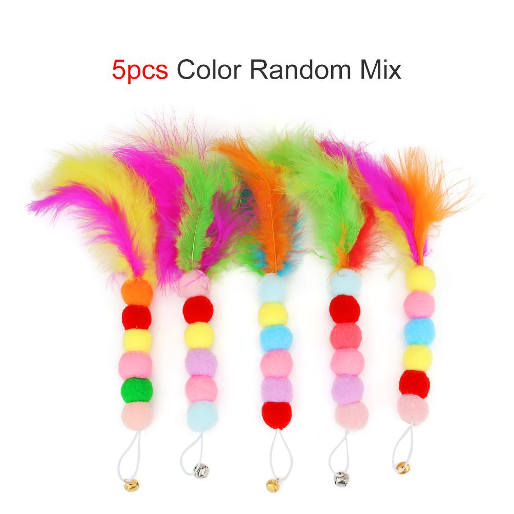 

5pcs Feather Ball Accessories For Cat Toy Funny Cat Stick Replace Plush Mouse Teaser Stick Replacement Interactive Pet Toy