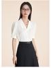 Elegant Blue Summer Short Sleeve Women's Professional Shirt for Commuting or Interviews