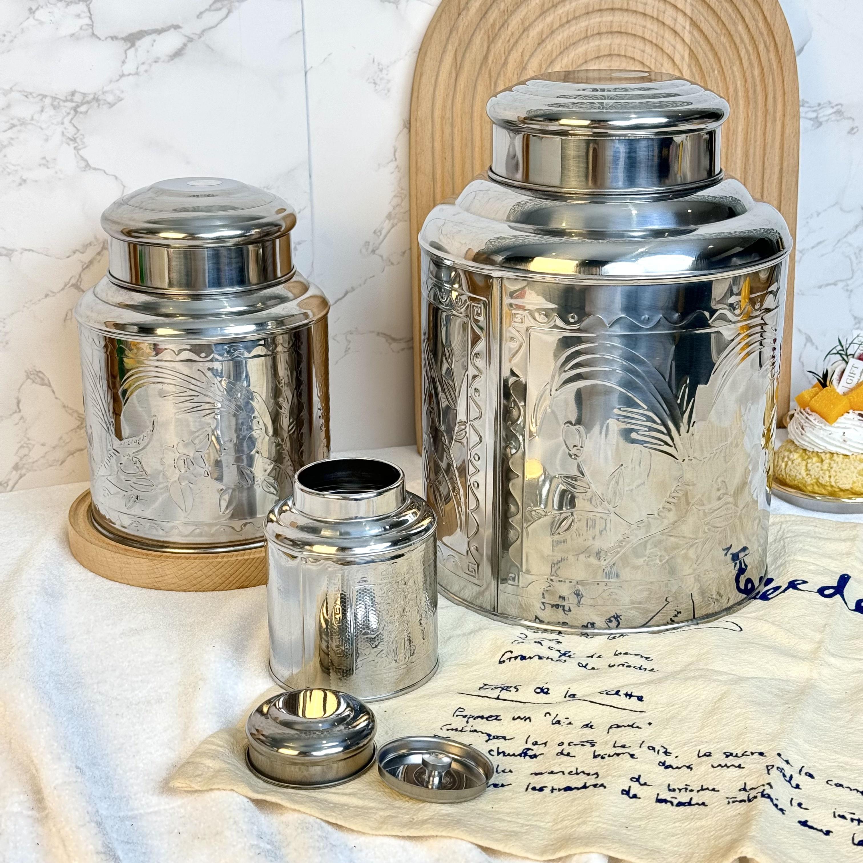 Minimalist Stainless Steel Canister Set Customized Kitchen Tableware Food Storage Box Freezer Safe Eco-friendly Home Tea Tin 100 mL серебряный