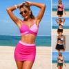 2Pcs/Set Women Bikini Set Quick-Drying Color Block Adjustable Spaghetti Straps Bikini Bra Sports