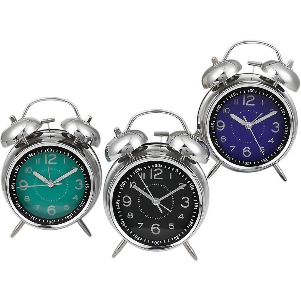 Retro Twin Bell Loud Alarm Clock for Heavy Sleepers, Silent Non-Ticking Analog