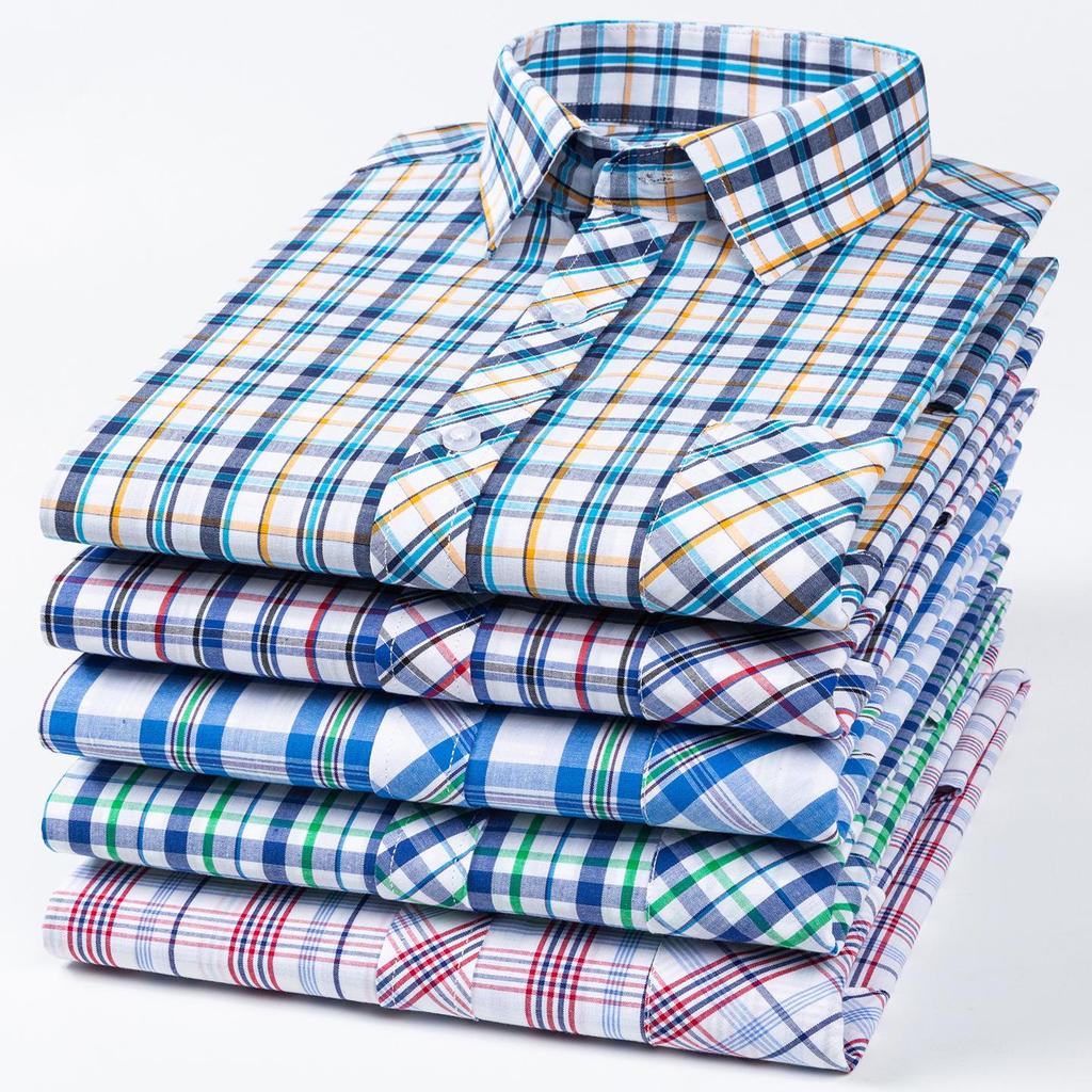 Men's 100% Cotton Plaid Long Sleeve Shirt - Casual Spring/Summer Style