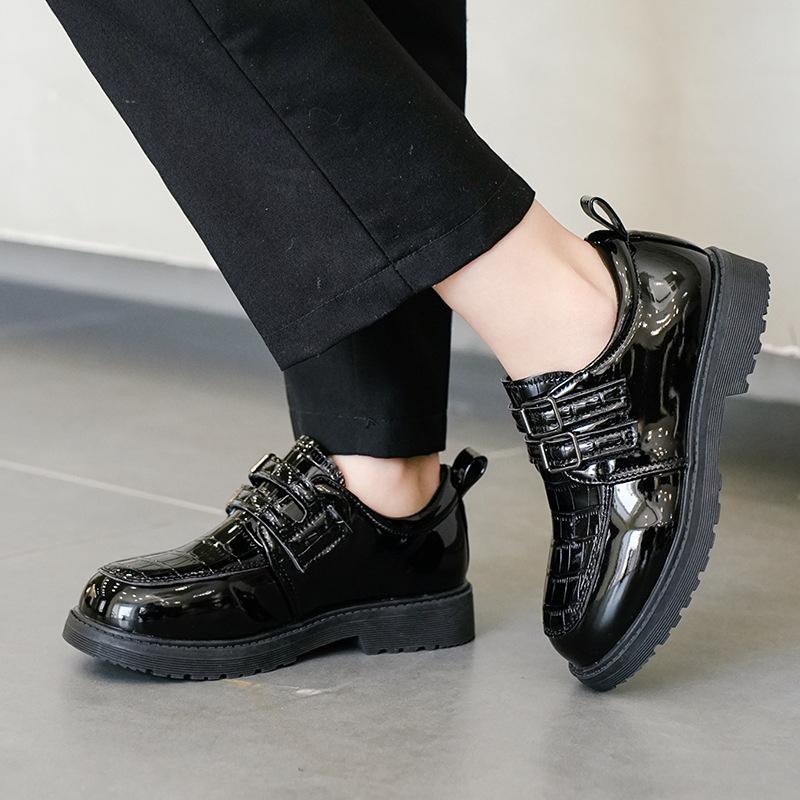 Jungen Lederschuhe Britischer Stil Kinder Uniformschuhe Schwarz Glänzend 2025 Neu Kinder Aufführung Formelle Schuhe Weiche Sohle Rutschfest