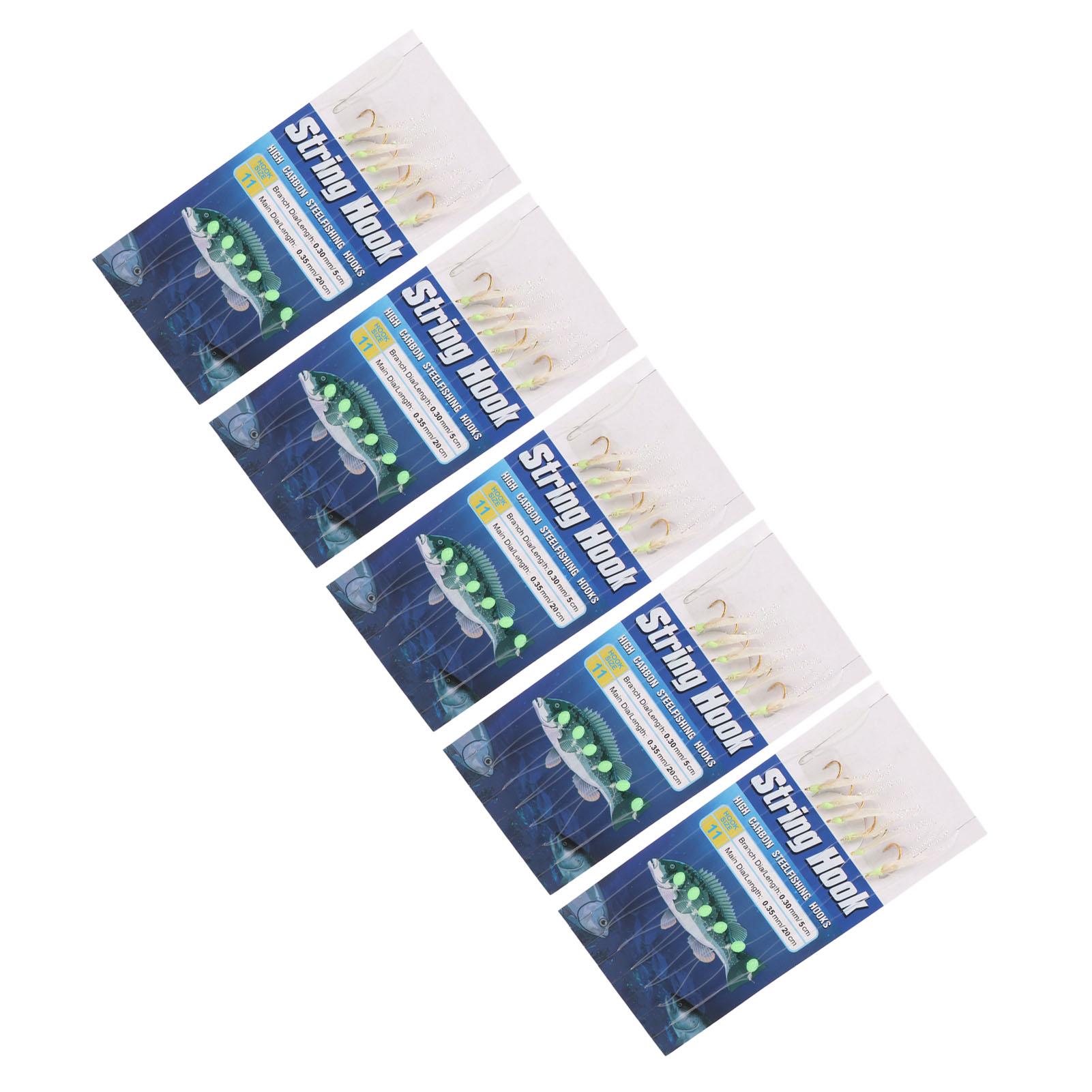 

5 Комплектов Рыболовных Оснасток Светящаяся Рыболовная Приманка Оснастки Крючки из Углеродистой Стали на Поводке с 6 Крючками Размер