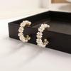 Latest Sweet Romantic Elegant White Flower Hoop Earrings | Stylish Shell Resin Delicate Pearl Flower Zircon Earrings | Trendy Versatile Jewellery