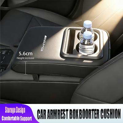 Car Armrest Box Booster Pad Water Cup Holder Storage Case Hub Center Cover For Mercedes Benz AMG Smart Fortwo 451 450 453 EQ For