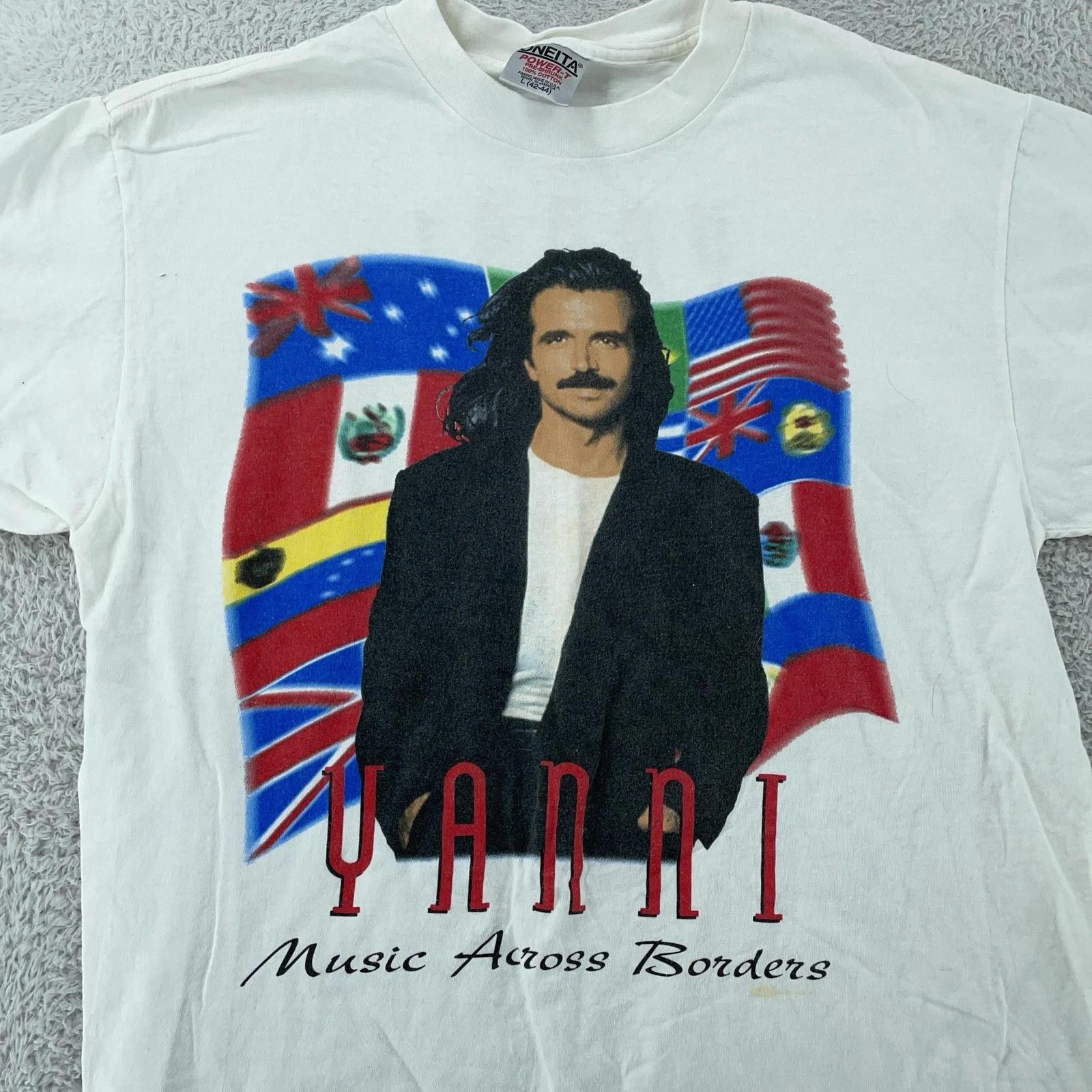 Vintage 1995 Yanni Concert T-Shirt M/L Music Across Borders World Tour Tee 90s 2XL