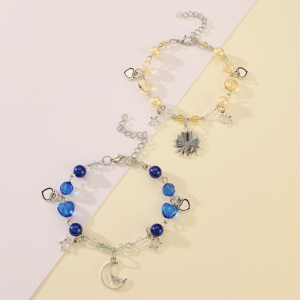 European & American Hollow Cat Paw Heart Sun Moon Star Couple & Friendship Bracelet - Y2K Sweet Cool Jewelry