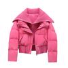 Autumn Winter Women Fake Two Pieces Padded Jacket Turn-down Collar Crop Down Jacket Korean Thick Parkas Outwears Designer