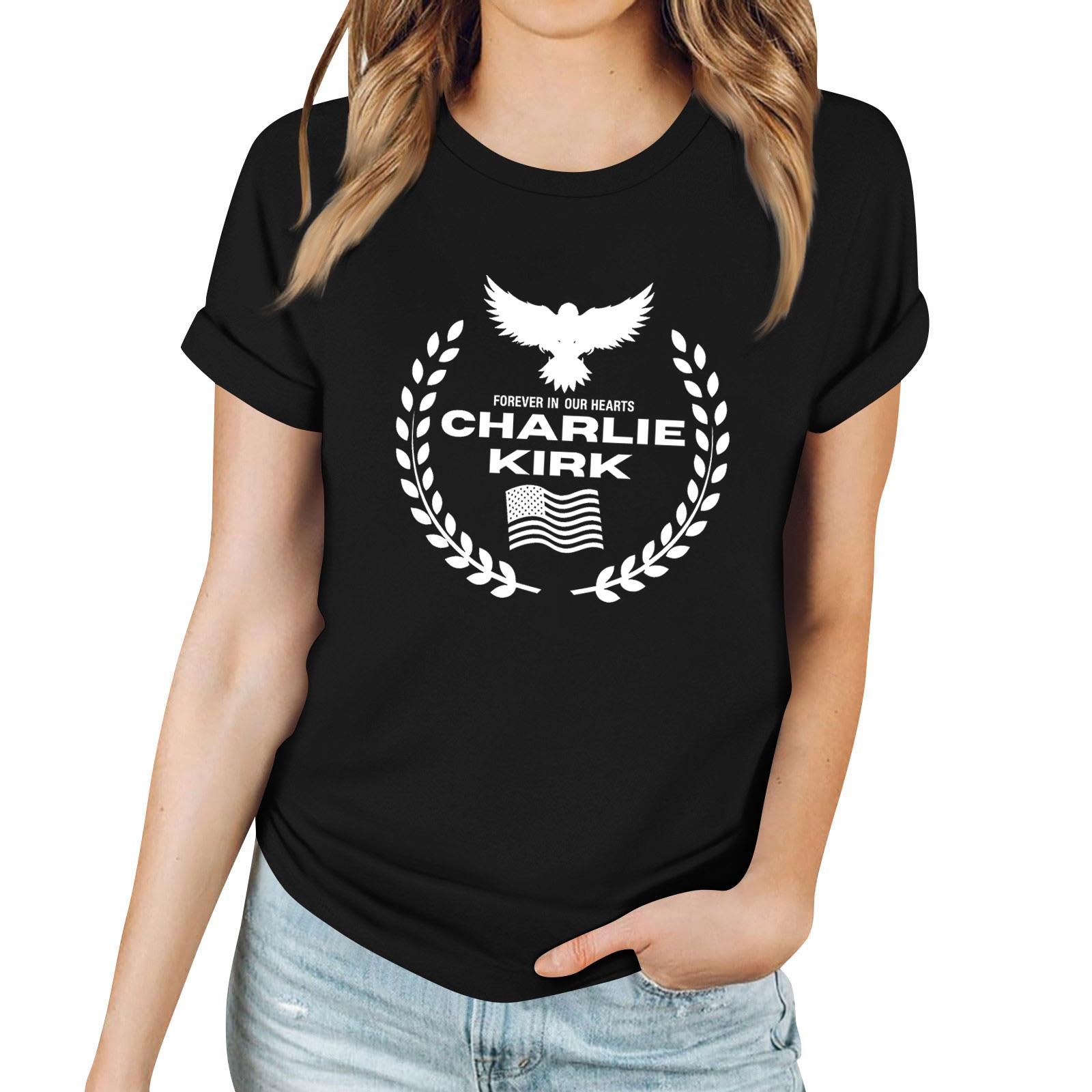 

Женская повседневная футболка с принтом, пуловер с круглым вырезом, топ с короткими рукавами XXL чёрный