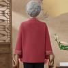 Middle-aged and Elderly High-end Clothes Female Grandma Wear Autumn Jacket Mother Knitted Two-piece Suit Temperament Elderly Pure Color