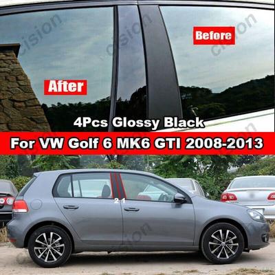 4 Stück Glänzende Piano-Schwarze Auto-Fenster-Türsäulen-Mittel-BC-Säulen-Abdeckung Zierleiste Für Volkswagen VW Golf 6 MK6 2008-2013