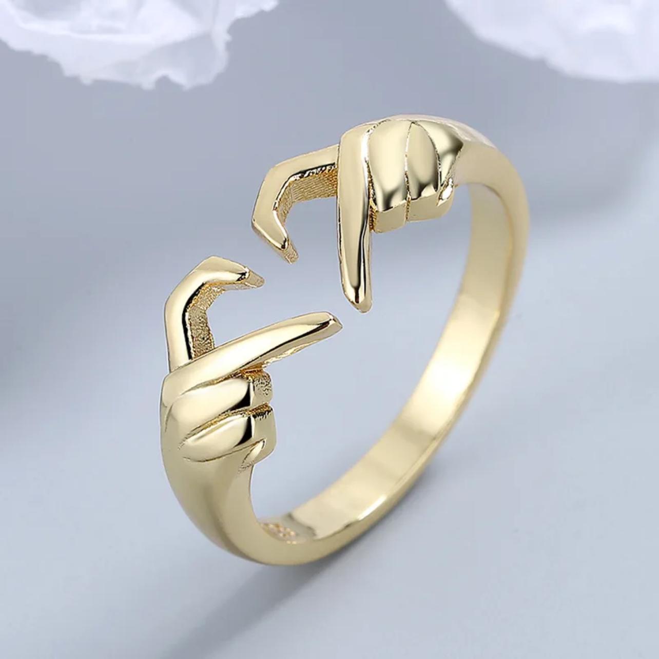 

925 Sterling Silver Rings For Women Men Fine Jewelry Finger Adjustable Open Hug Heart Ring For Party Birthday Gift resizable