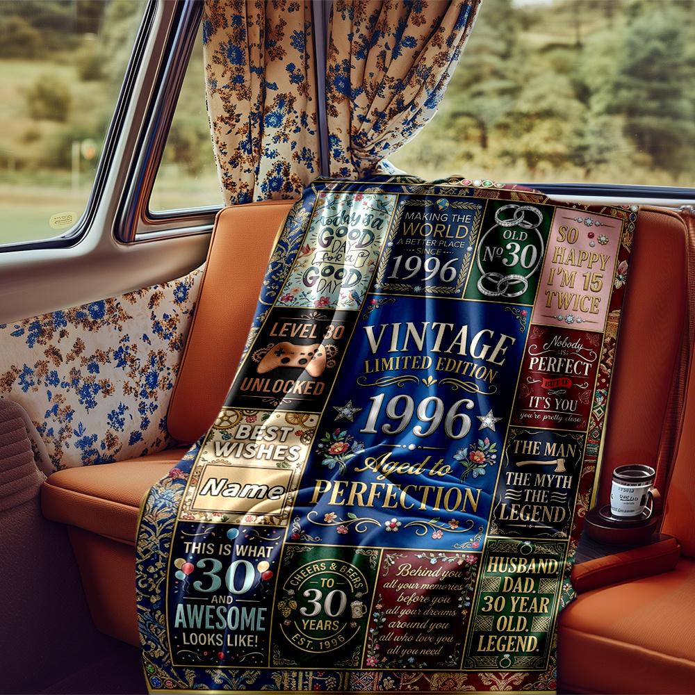Vintage 1996 Aged To Perfection Milestones Blanket Personalized Name Soft Comfortable Stylish Blanket Car Blanket Perfect For Travel Camping Outdoor