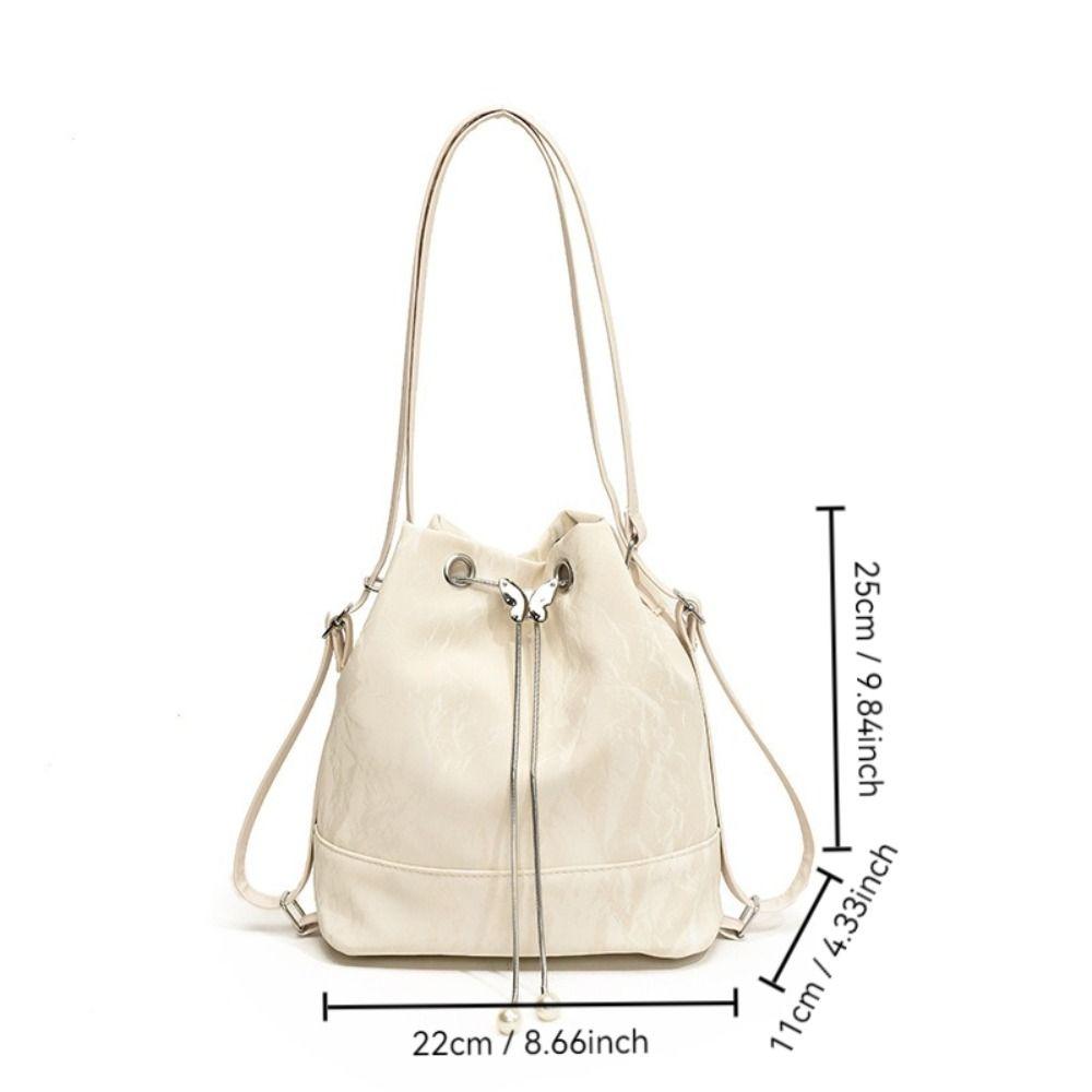 New Large Capacity Women's Backpack Drawstring Adjustable Strap School Bag PU Leather Travel Bag Ladies